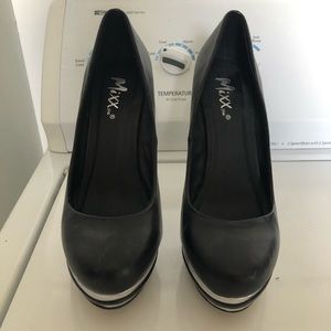 Black and silver high heels